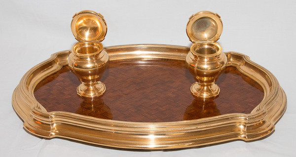 Calamaio in bronzo dorato e palissandro 1890 circa G Keller