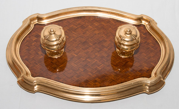 Calamaio in bronzo dorato e palissandro 1890 circa G Keller