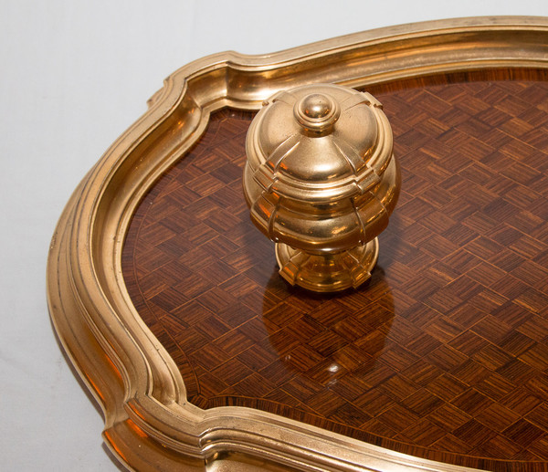 Calamaio in bronzo dorato e palissandro 1890 circa G Keller