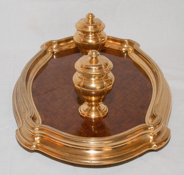 Calamaio in bronzo dorato e palissandro 1890 circa G Keller