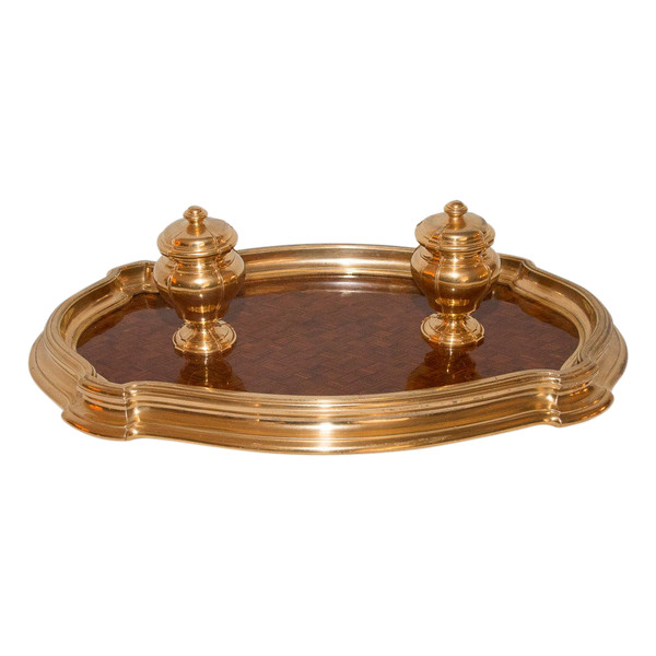 Calamaio in bronzo dorato e palissandro 1890 circa G Keller