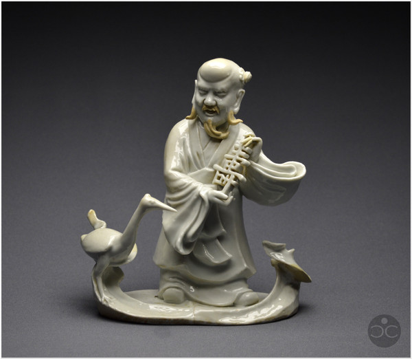 Chine, XVIIIè siècle, Groupe en porcelaine blanc de Chine représentant le dieu taoïste Shoulao