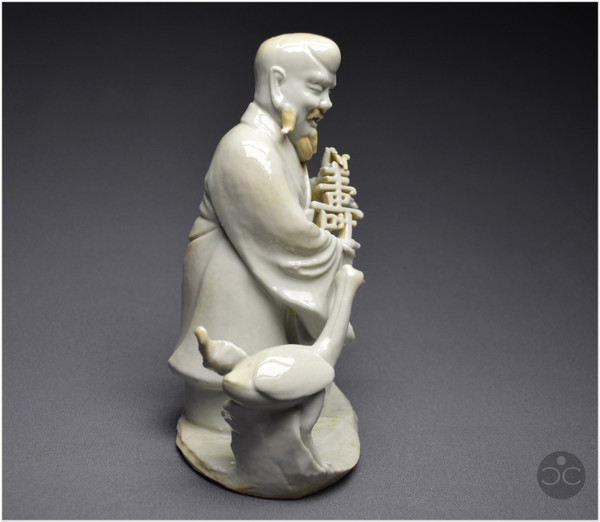 Chine, XVIIIè siècle, Groupe en porcelaine blanc de Chine représentant le dieu taoïste Shoulao