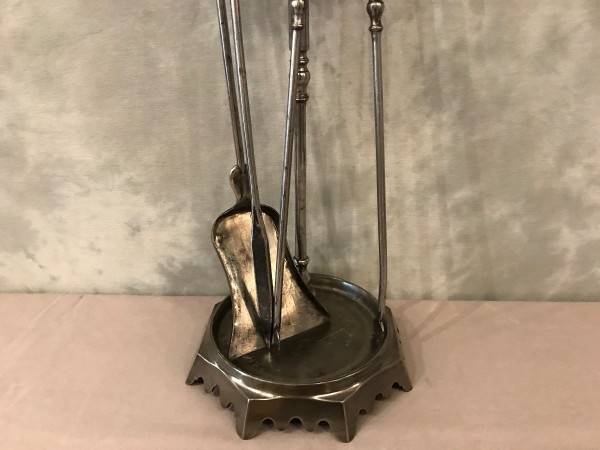 Antique 19th century iron fireplace set with 3 pieces