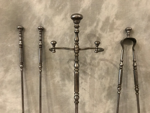 Antique 19th century iron fireplace set with 3 pieces