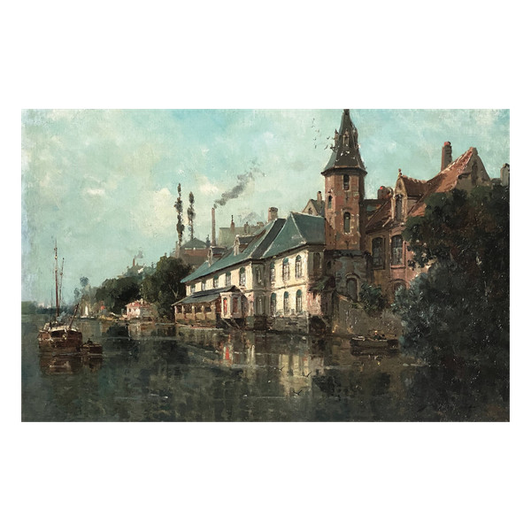 Gustave MASCART (1834-1914) - Vue du canal de Gand 