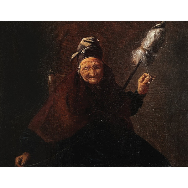 19th century FRENCH SCHOOL - The old spinner