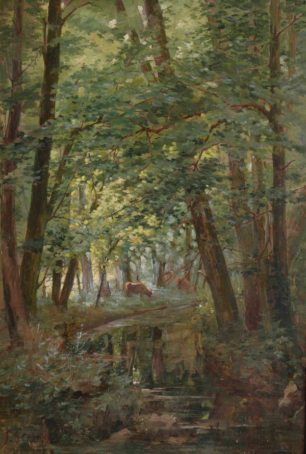 Huile Sur Toile de Joseph Caron Vue De Sous-bois Encadré Fin XIXème Siècle 
