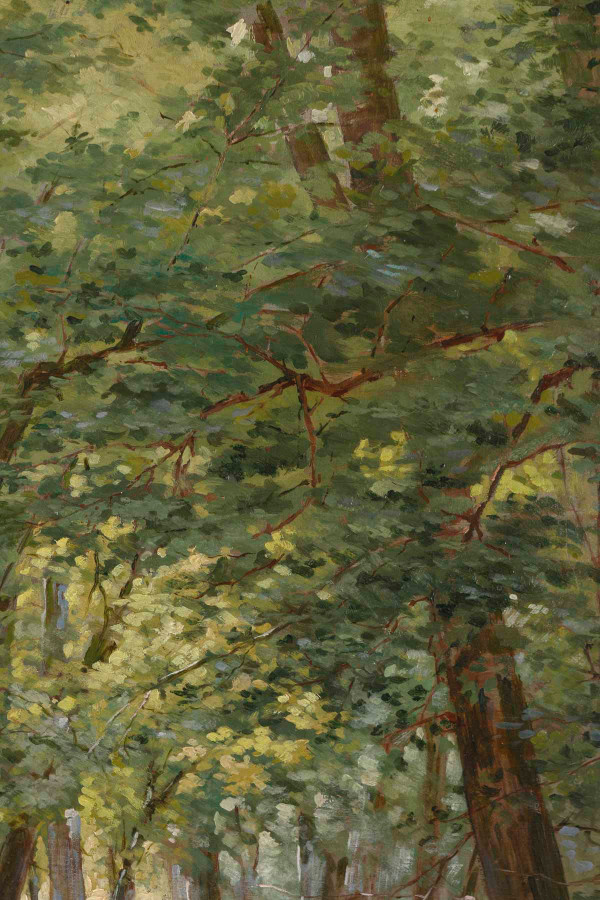 Huile Sur Toile de Joseph Caron Vue De Sous-bois Encadré Fin XIXème Siècle 