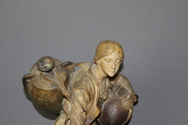Sculpture En Terre Cuite Polychrome Par Sydan éditée Par Goldscheider
