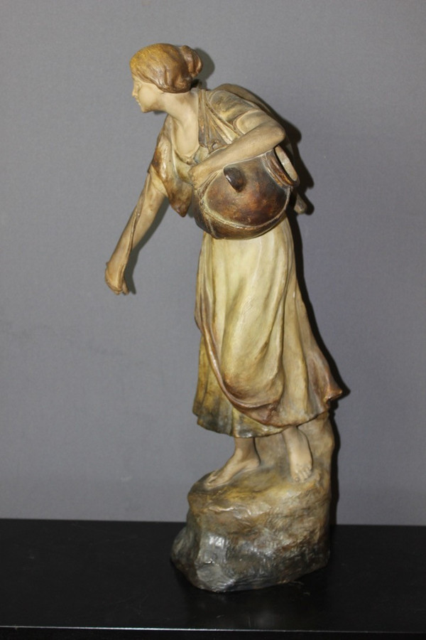 Sculpture En Terre Cuite Polychrome Par Sydan éditée Par Goldscheider