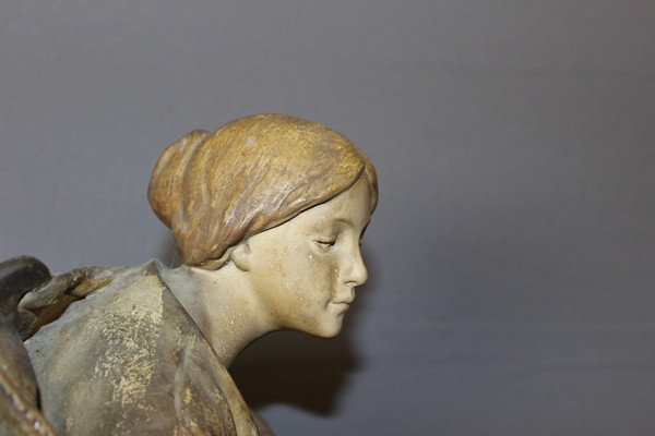 Sculpture En Terre Cuite Polychrome Par Sydan éditée Par Goldscheider