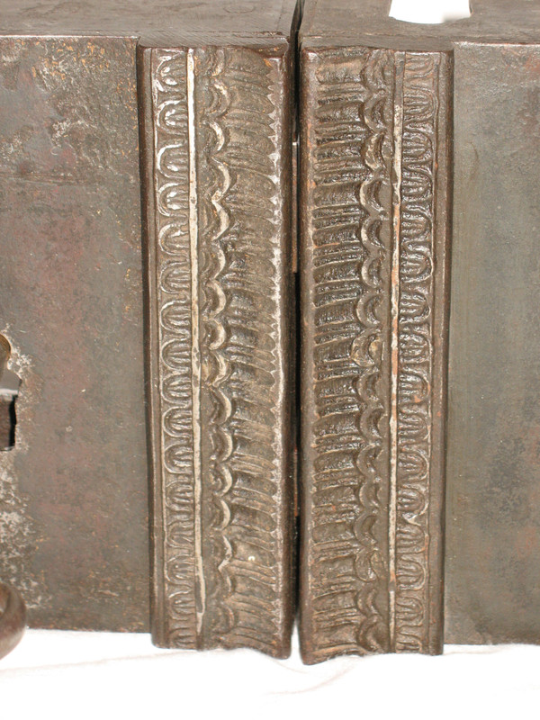 Wrought iron fortified house lock with key 18th century total length: 41 cm