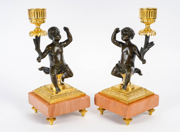 Une Garniture De Cheminée En Bronze Doré Et Marbre Fin XIXème Siècle 
