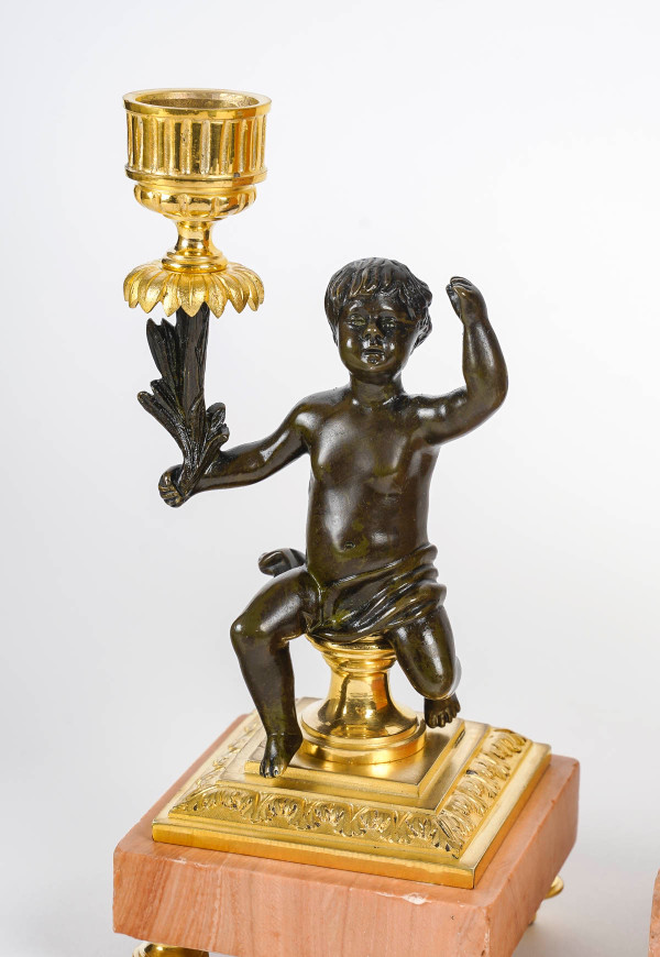 Une Garniture De Cheminée En Bronze Doré Et Marbre Fin XIXème Siècle 