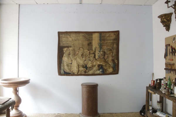 Element eines Wandteppichs Szene griechische Mythologie, Aubusson, Mitte 17.