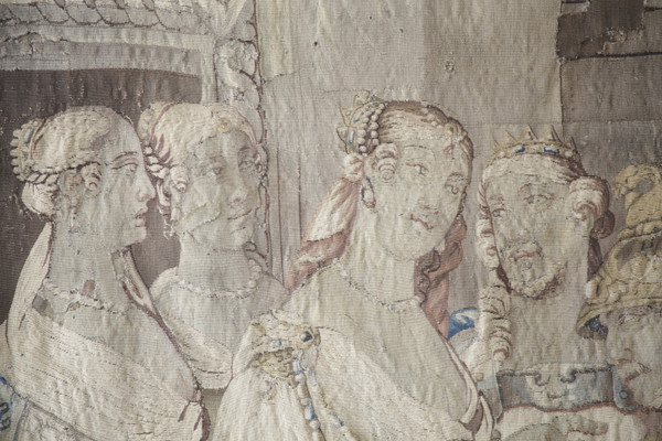 Element eines Wandteppichs Szene griechische Mythologie, Aubusson, Mitte 17.