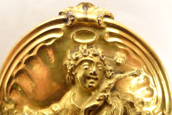 Brass Plaque or Medallion "Saint Catherine Alexandria" with Crown and Sceptre 17th century