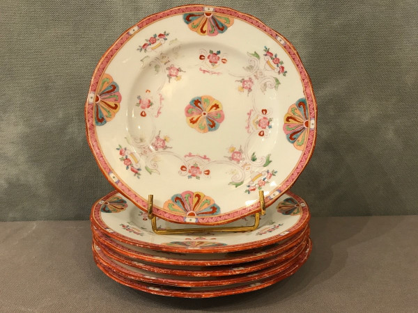 Set di 6 piatti in porcellana Minton del XIX secolo