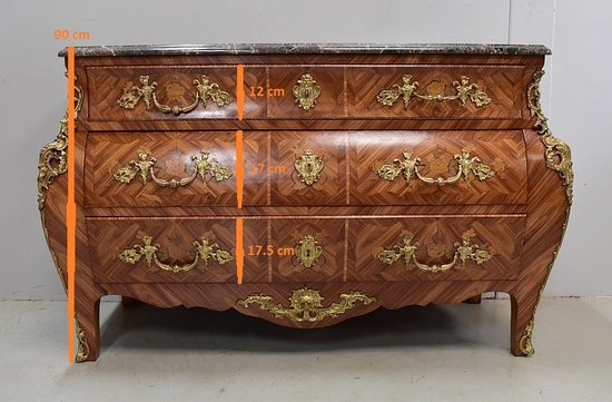  Importante Commode Tombeau en Bois de Rose, style Louis XIV - Milieu XXe 