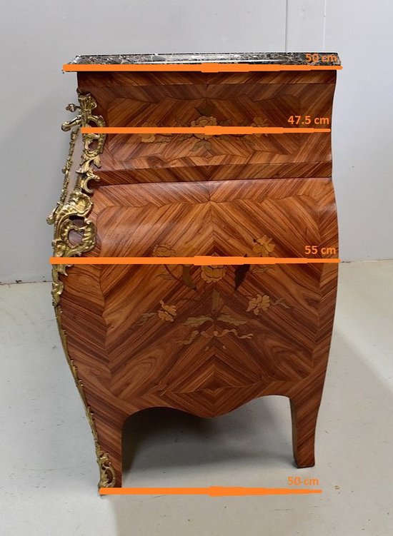  Importante Commode Tombeau en Bois de Rose, style Louis XIV - Milieu XXe 