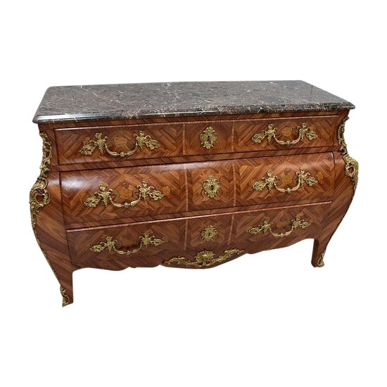  Importante Commode Tombeau en Bois de Rose, style Louis XIV - Milieu XXe 