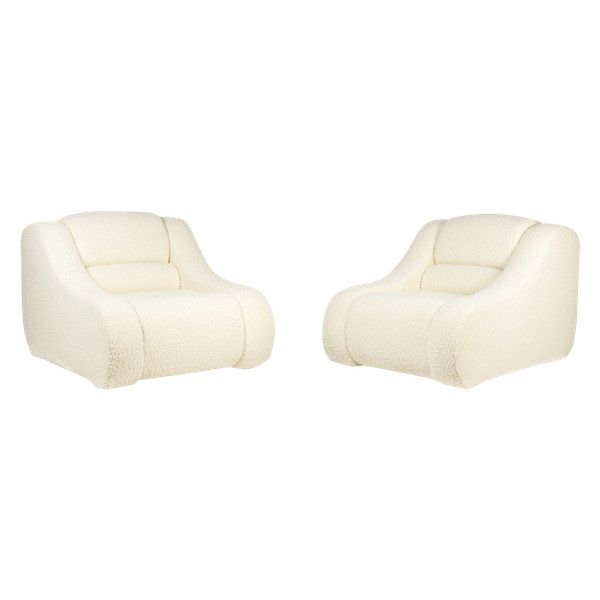 Paire de fauteuils à fines bouclettes. Travail contemporain.