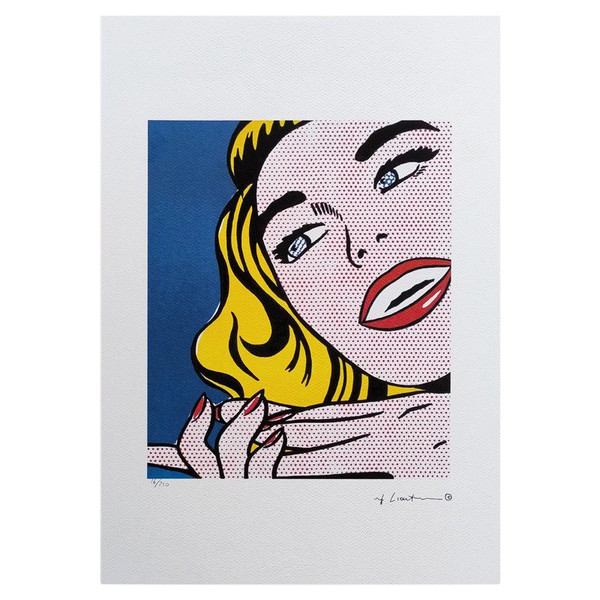 Litografia originale degli anni '80 di Roy Lichtenstein "Smile Girl" in edizione limitata