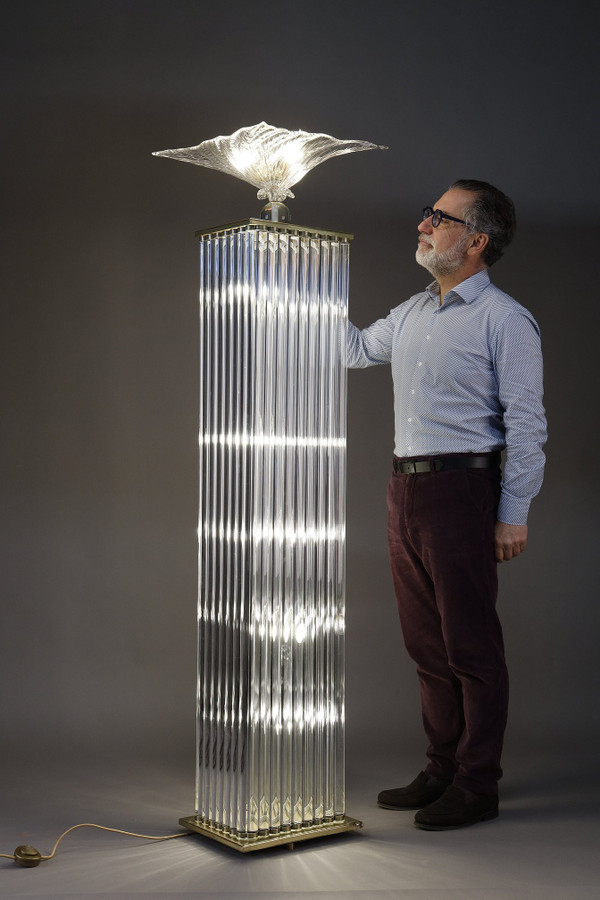 ART DECO-STYLE FLOOR LAMP MADE IN THE 70S FROM MURANO GLASS