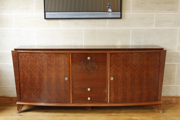 Credenza in palissandro e palissandro nello stile di Jules Leleu