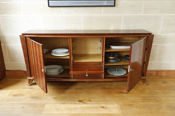 Credenza in palissandro e palissandro nello stile di Jules Leleu