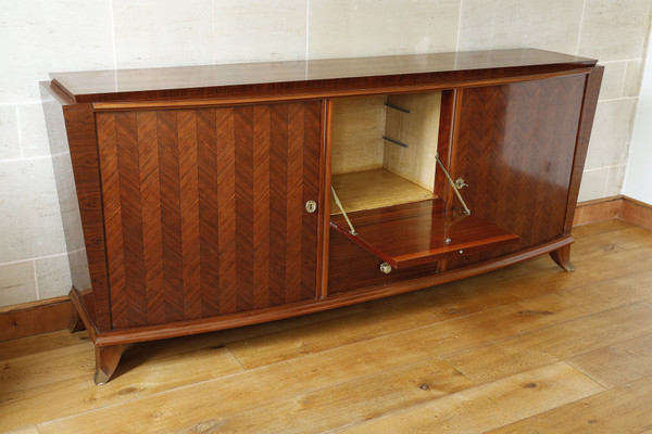 Credenza in palissandro e palissandro nello stile di Jules Leleu