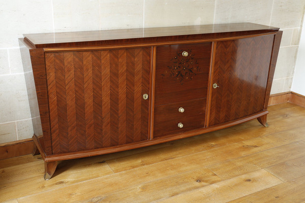 Credenza in palissandro e palissandro nello stile di Jules Leleu