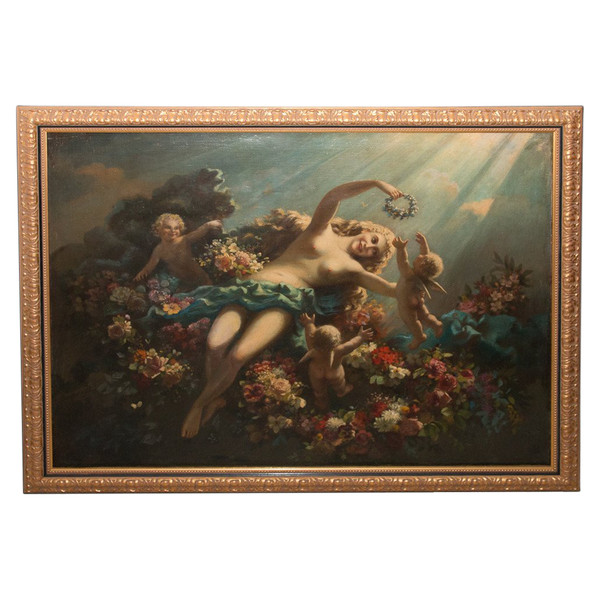 Oil on canvas Allegorical scene late 19th century