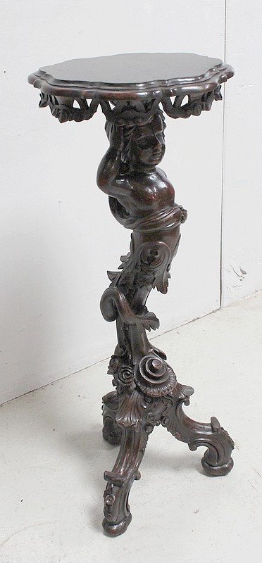  Sellette Putti en bois Sculpté - Fin XIXe 