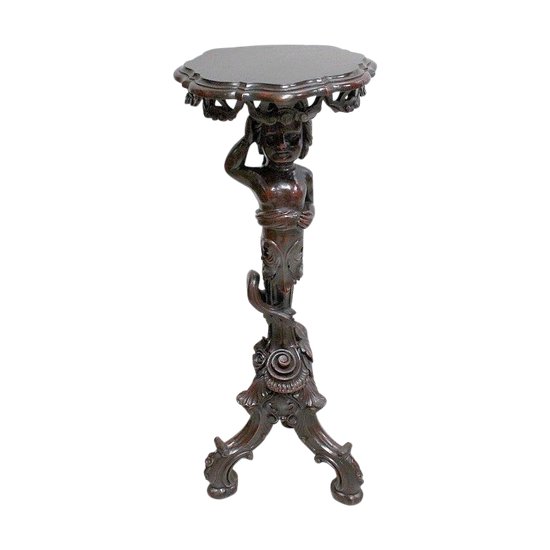  Sellette Putti en bois Sculpté - Fin XIXe 