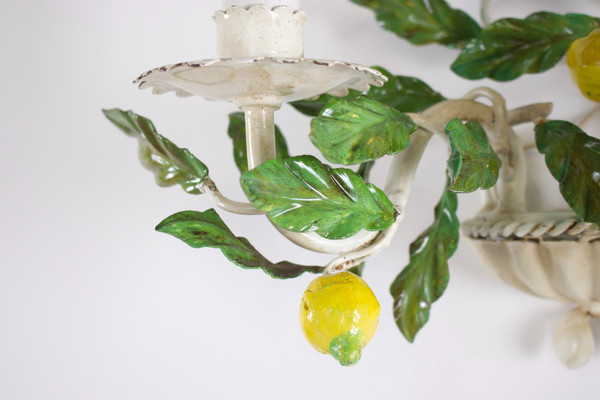 Pairs of lemon sconces in painted sheet metal