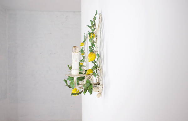 Pairs of lemon sconces in painted sheet metal