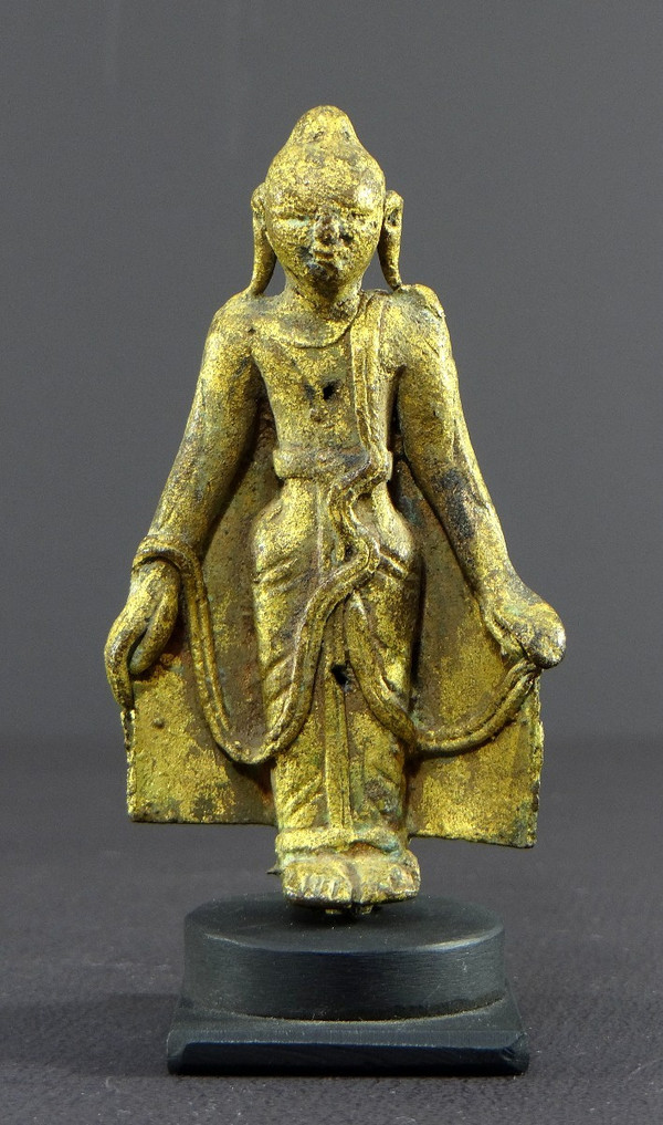 Birma, Bagan Region, 18. Jahrhundert oder früher, Bronzestatue, die Buddha darstellt.