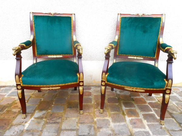 Ensemble De Salon En Acajou Et Bronze Doré époque XIXe