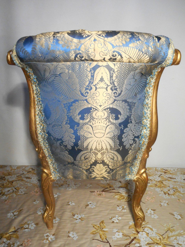 Coppia di poltrone imbottite in pura seta del periodo Napoleone III
