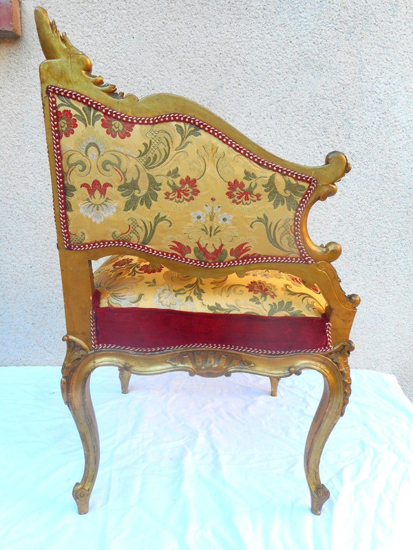 Paire De Fauteuil En Bois Doré d'Angle époque XIXe
