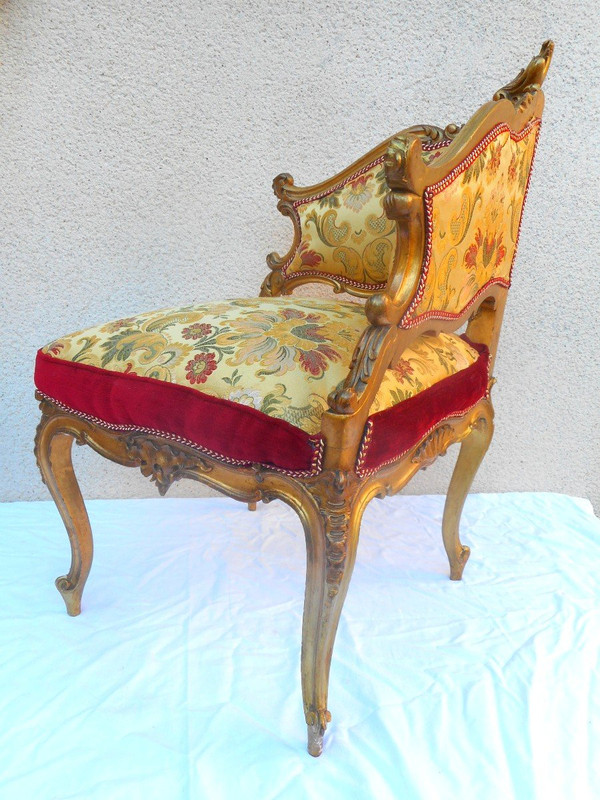 Paire De Fauteuil En Bois Doré d'Angle époque XIXe