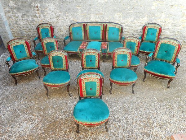 Ensemble De Salon 11 Pièces époque XIXe En Palissandre Et Bronze Doré