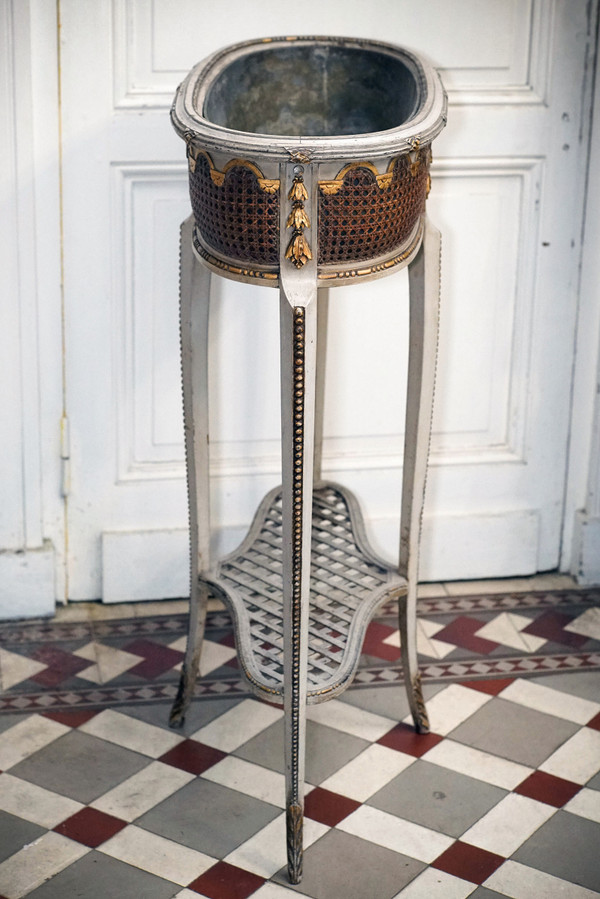 Large Caned Wood Planter Louis XVI Style