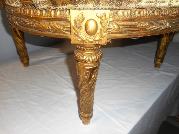 Suite Of Four Large Armchairs Early 19th Century In Gilded Wood