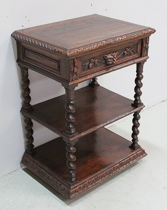  Petite Desserte en Chêne style Louis XIII - Époque 1900 