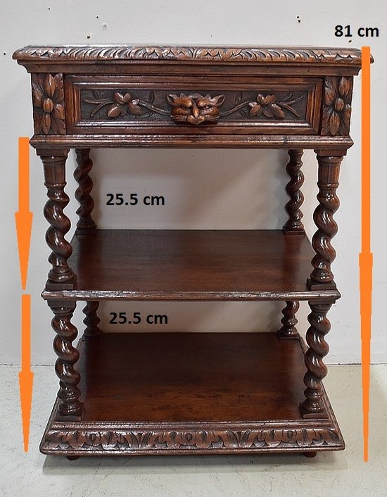  Petite Desserte en Chêne style Louis XIII - Époque 1900 