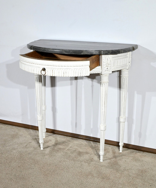 Console Demi-Lune en Bois Réchampi, style Louis XVI – Début XIXe