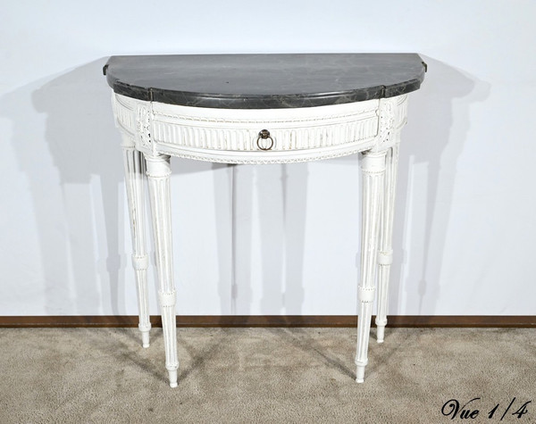 Console Demi-Lune en Bois Réchampi, style Louis XVI – Début XIXe